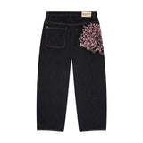 Y2K High-Waist Baggy Jeans – Rhinestone & Liberty Embroidery