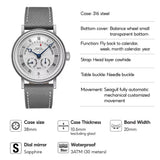 FARASUTE Men's Mechanical Watch Flyback Function Seagull Movement Month Display Week Display Calendar YearDisplay Sapphire Watch
