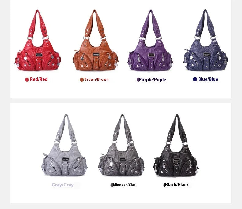 Angelkiss Women Handbags Rose Soft Tote Bag Small Top-handle Purse Fashion Satchel Multi-Pockets Shoulder Bag Hobos Phone Pack