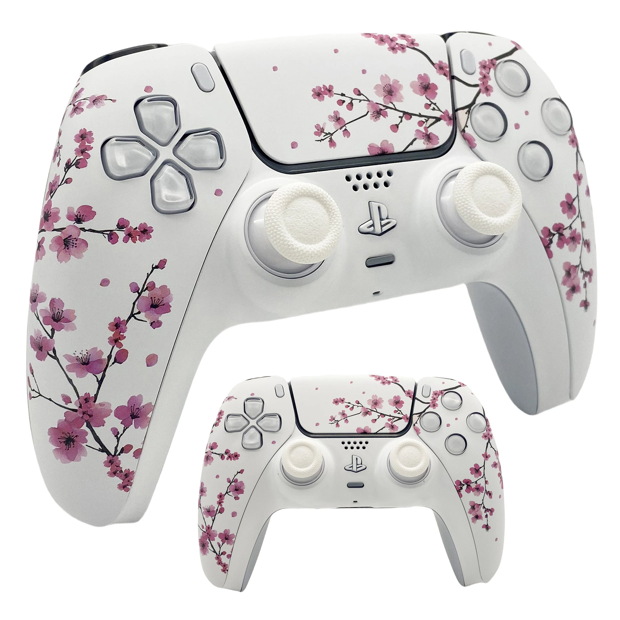 Pink Sakura PS5 Controller Shell Faceplate Cover with Touchpad for DualSense Controller, Replacement for BDM-010/020/030/040/050