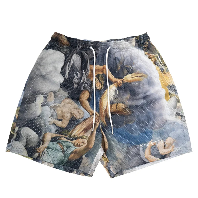 Rose Embroidered Hip Hop Shorts