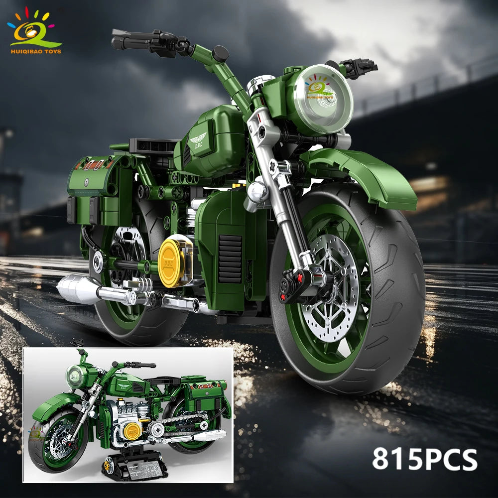 HUIQIBAO MOC Motorbike Model Building Blocks City Moto Racer Bricks Toy for Kids Boy Children Adult Car Set home Decoration