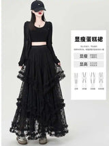 Gothic Lace Trumpet Skirt – Fairycore & Punk Streetwear