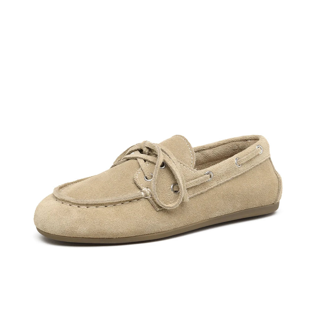 Women's Genuine Leather Moccasin Boat Shoes | Elegant Flats