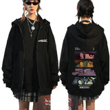 Rock Band Gorillaz Demon Days Eyes Graphic Zipper Hoodie Men Hip Hop Fashion Oversized Zip Up Jacket Unisex Zip Up Sweatshirt