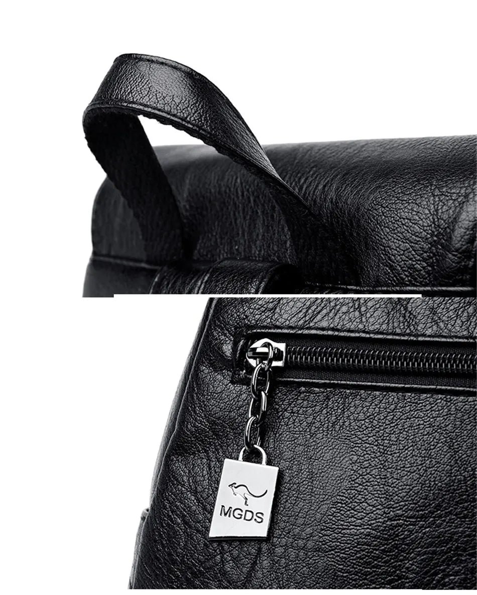 Women's Leather Backpack with Organizer Pockets