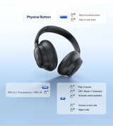 Baseus EH10 NC ANC Wireless Headphones 45dB Adaptive Hybrid Noise Cancelling Headsets Hi-Res LDAC Headphone Bluetooth 6.0 80Hrs