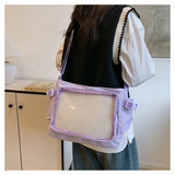 Fashion Transparent Ita Bag Large Capacity College Style Shoulder Bag Canvas Jk Handbag Women Tote Bag College Style