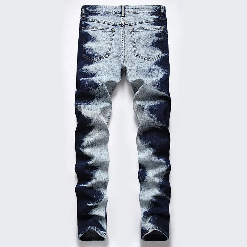 KAKAN Slim Straight Jeans for Men | Dark Blue Stretch Denim
