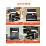 SucceBuy 8.6in 3 Drawers Metal Tool Box Portable Tools Chest with Feet Pads & Ball Bearing Powder Coated Tool Storage for Garage