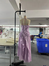 Elegant Lotus Edge Halter Maxi Dress