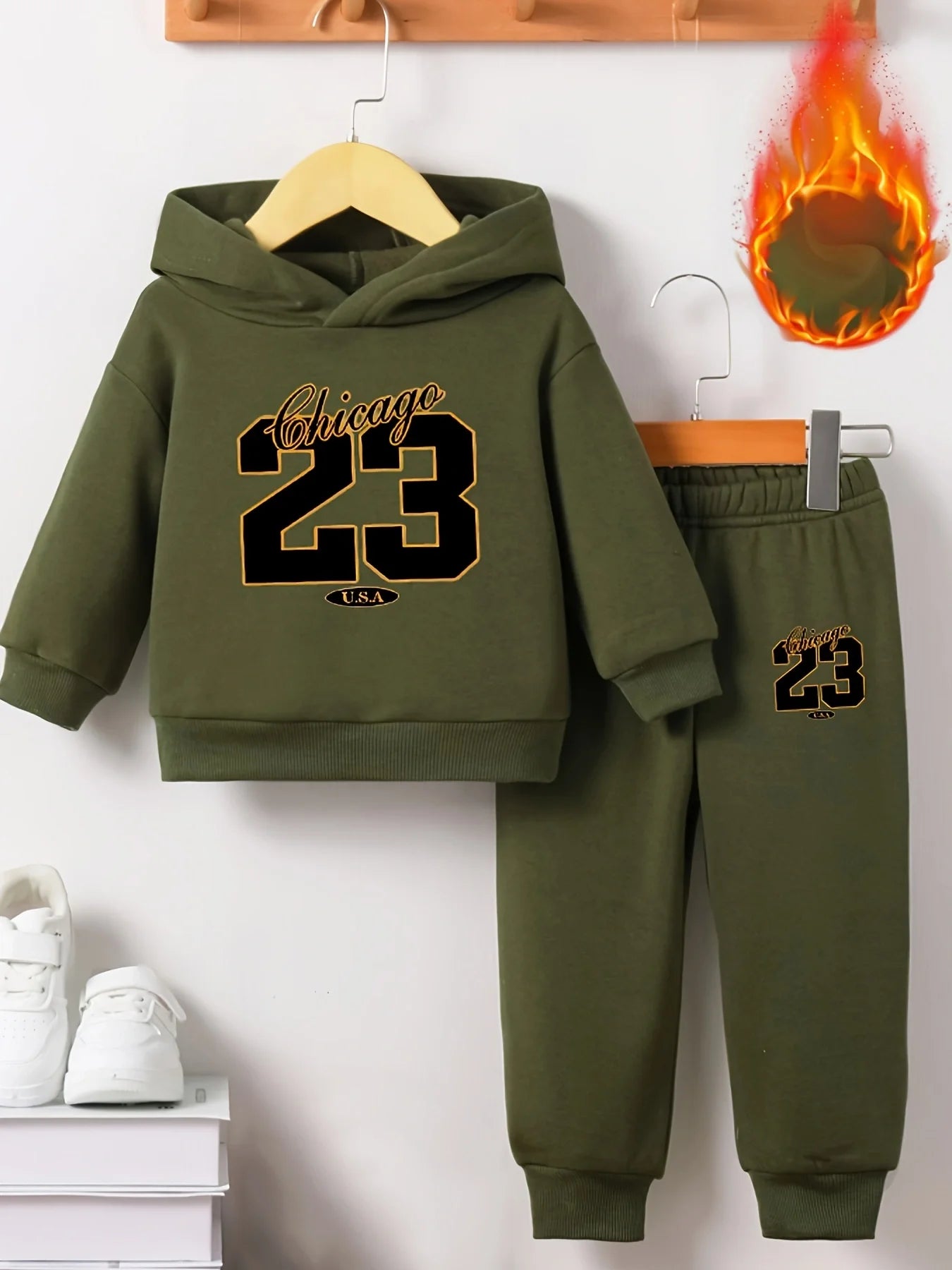 Baby Boy 2-Piece Fleece Hooded Sweatshirt and Pants Set