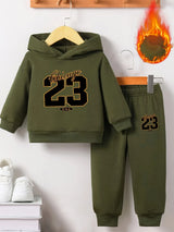 Baby Boy 2-Piece Fleece Hooded Sweatshirt and Pants Set
