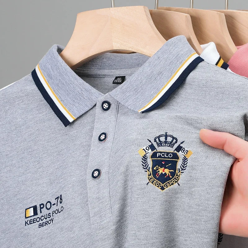 Men's Embroidered Cotton Polo – Casual Solid Colors