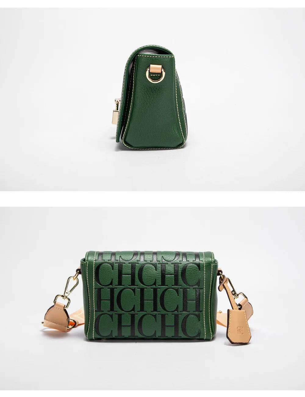 CH Crossbody Bag For Women Luxury Monogram Leather Handbag Fashion Wide Strap Shoulder Bag Elegant Lock Flap Bag For Daily Use