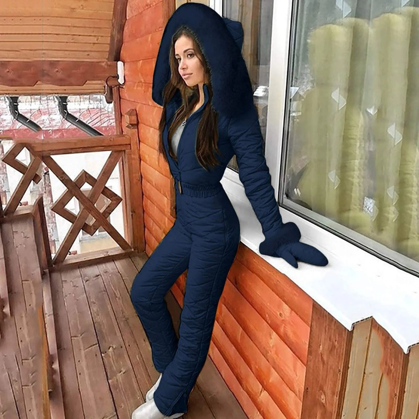 Waterproof One-Piece Ski Suit – Insulated Winter Hooded Jumpsuit