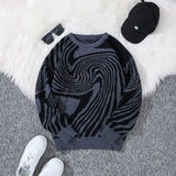 Men’s Contrast Maze Jacquard Crewneck Sweater