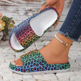 Leopard Print Cloud Slides – Soft Thick-Sole Summer Beach Sandals
