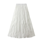 Women's Pleated Maxi Skirt – Elegant A-Line Beach Style
