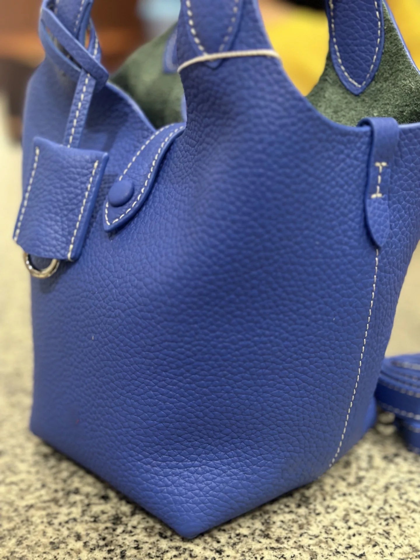 FIRMRANCH European And American Trend Cute Hand-Held Basket Ladies' Bucket Single Shoulder Cross-Body Bag Genuine Leather Purse