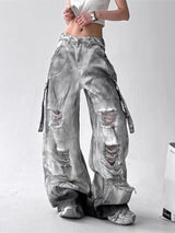 Women's Wide-Leg Distressed Jeans | High Street Style