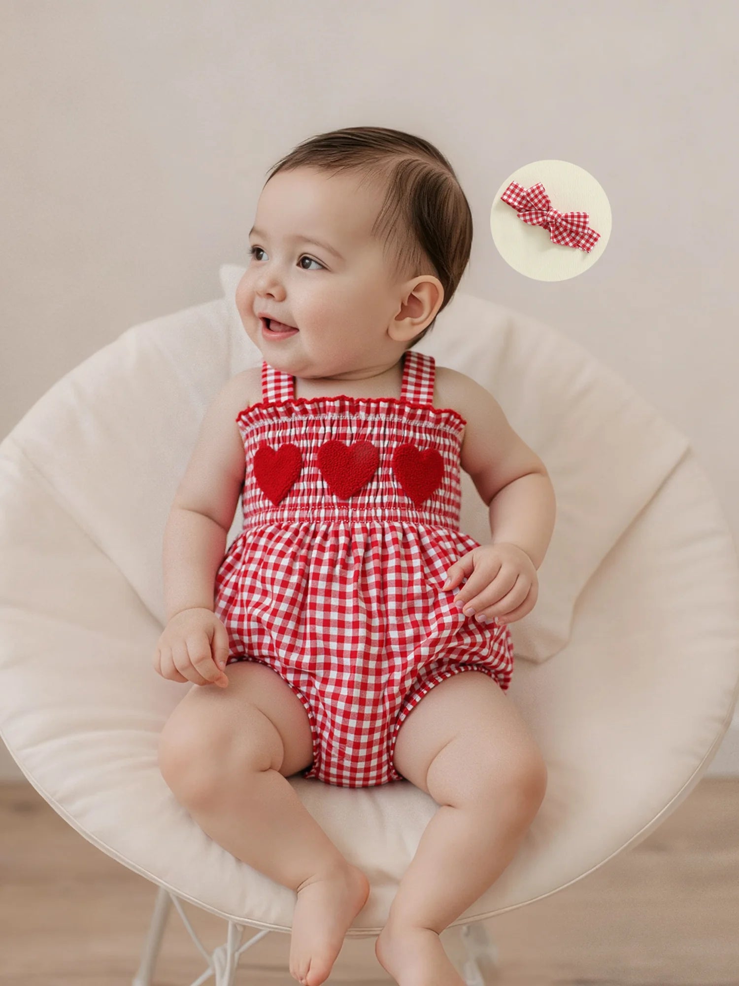 Toddler Girl Heart Print Romper & Headband Set