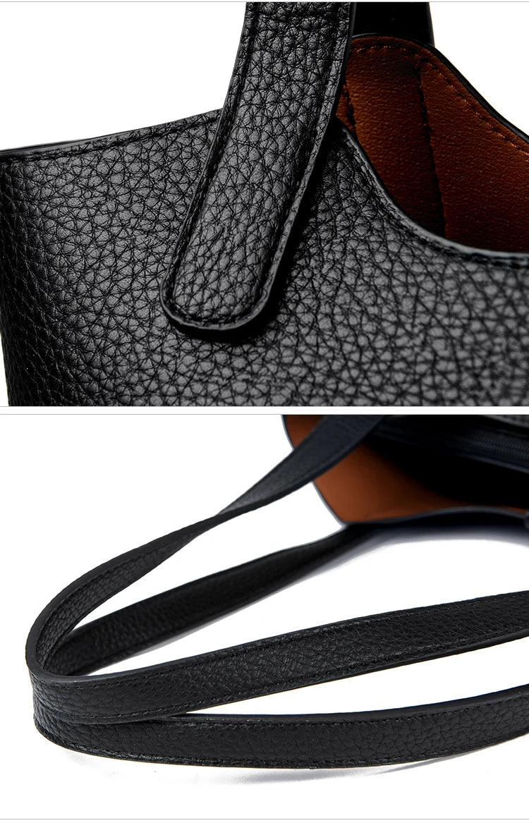 Genuine Brand High End Soft Pu Leather Shoulder Bag For Women Casual Tote Bag Female Purse Simple Design Handbag Commuting Sac
