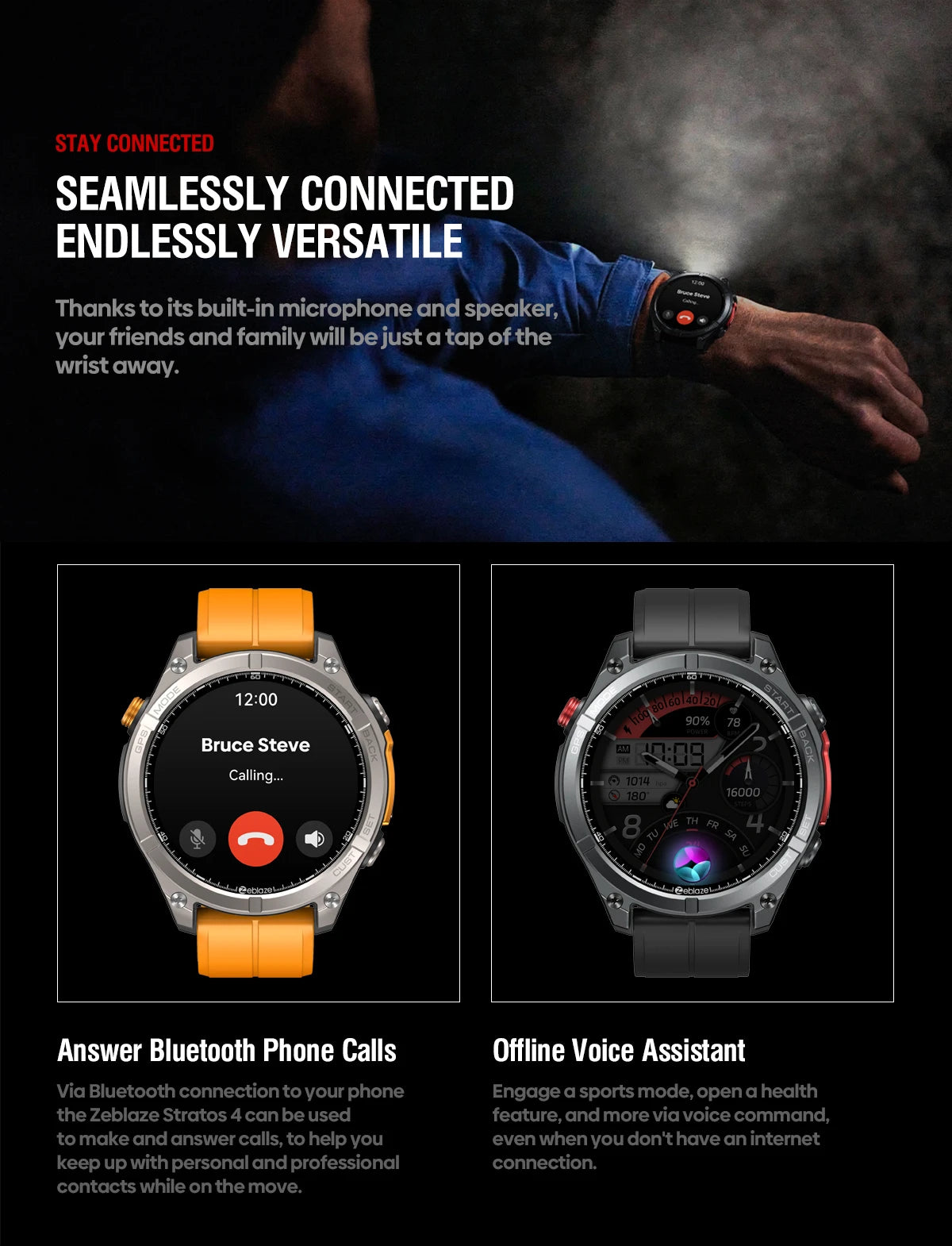 Zeblaze Stratos 4 GPS Smartwatch – AMOLED 1.43"