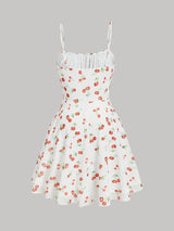 Cherry Print Vintage A-Line Sundress | Y2K Summer Party Style