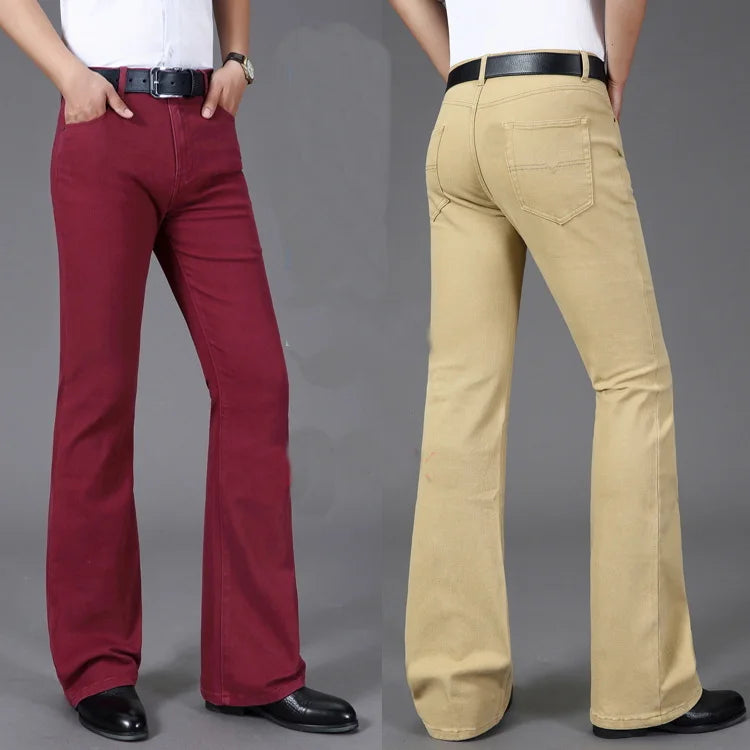 Men's Mid-Rise Flare Jeans | Slim Fit Denim Trousers