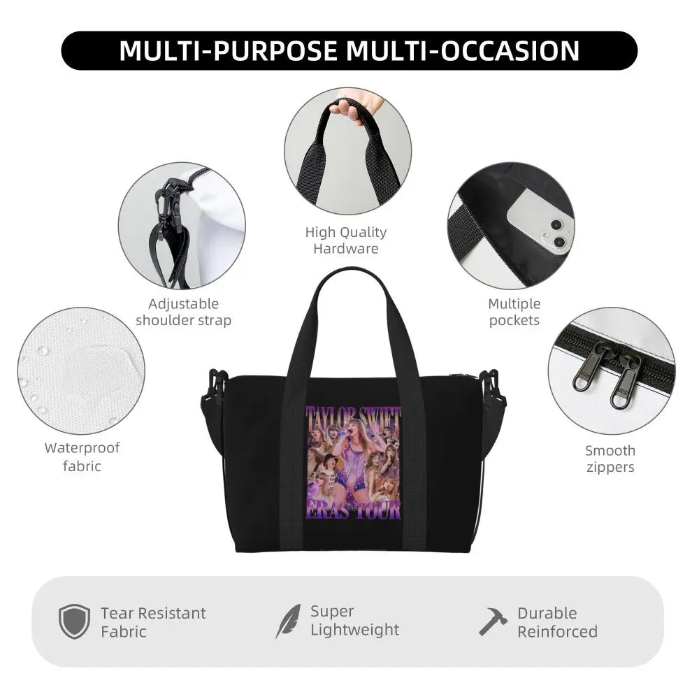 Custom The Eras Tour 1989 Taylor's Swift's American Pop Singer Tote Bag Women Large Capacity Beach Gym Travel Bags
