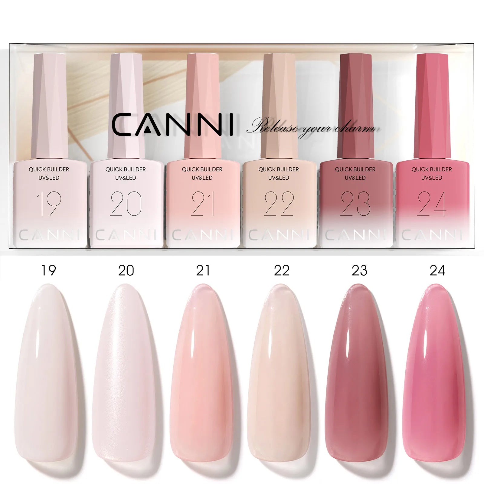 CANNI HEMA-Free Gel Polish Kit | Jelly, Nude & Rubber Base