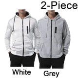 Men's Color Block Fleece Zip-Up Hoodie