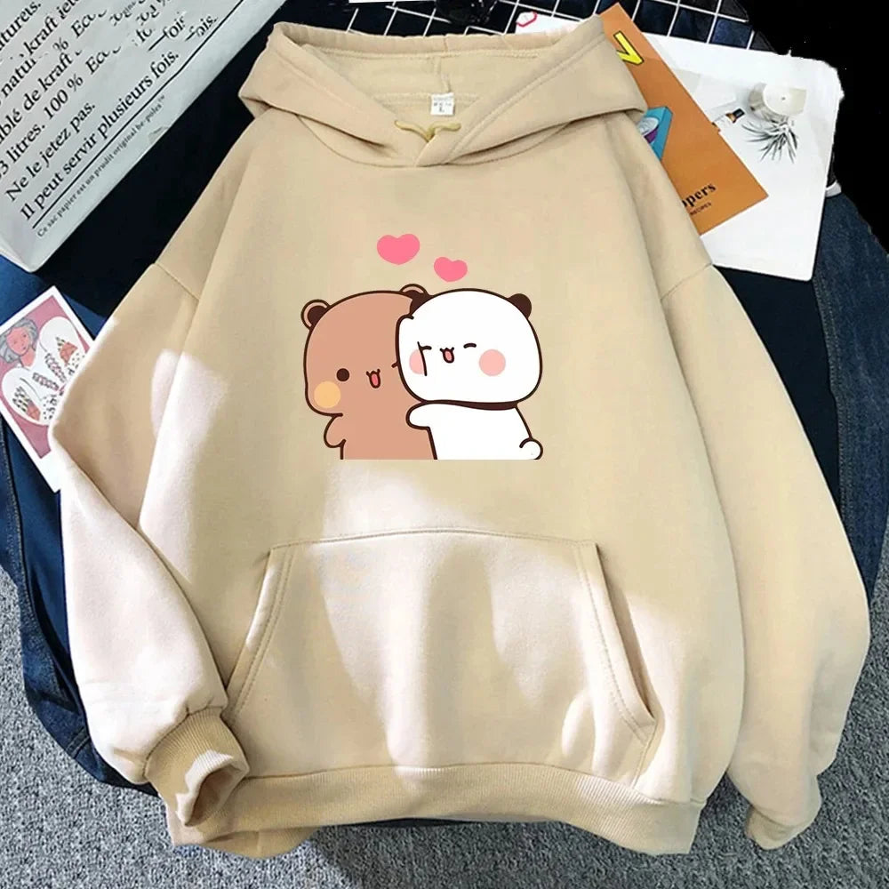 Kawaii Bubu and Dudu Panda Plus Size Hoodie – Unisex Harajuku Fleece Sweatshirt