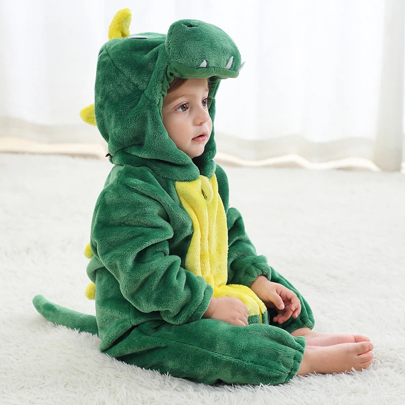 Animal Theme Flannel Baby Romper