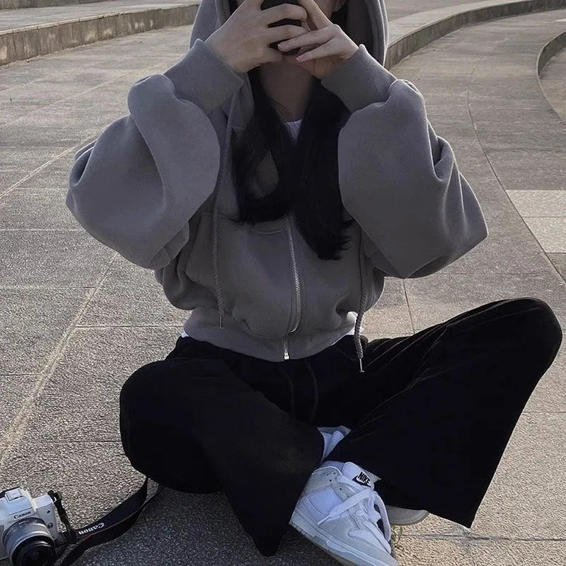 Women’s Y2K Zip-Up Crop Hoodie