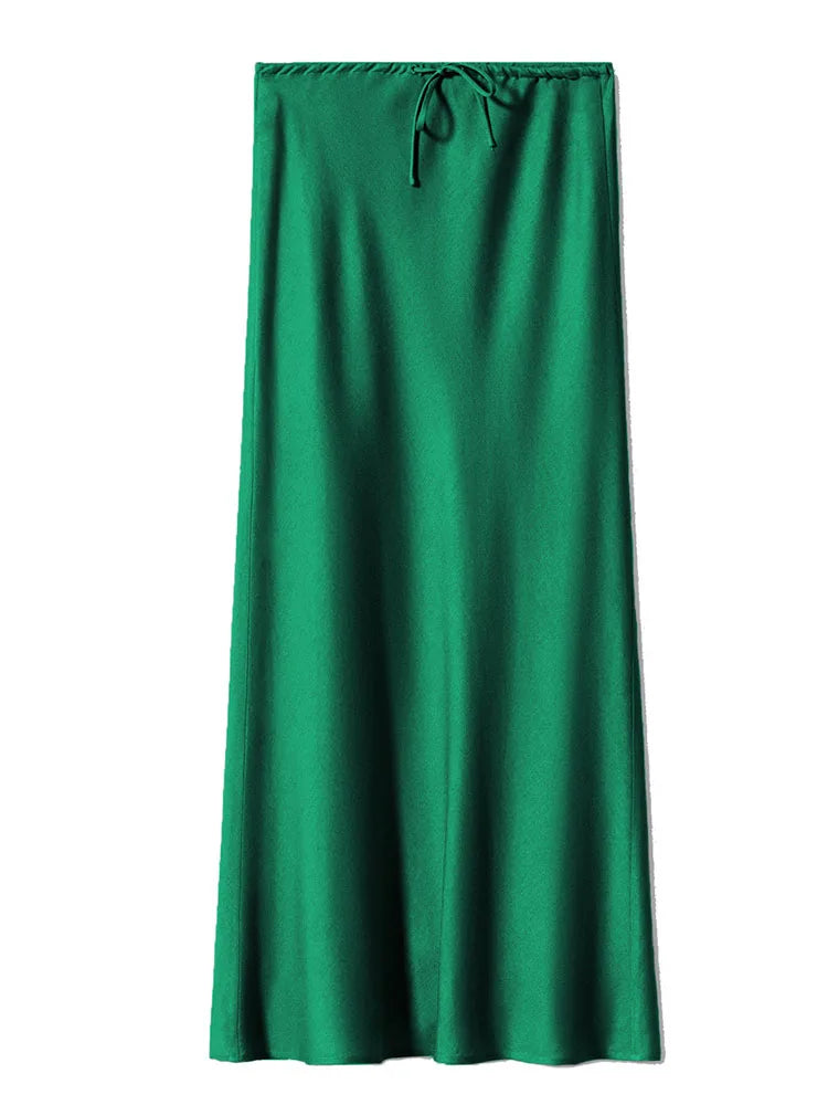 Women's Satin Maxi Skirt – Elegant Ankle-Length