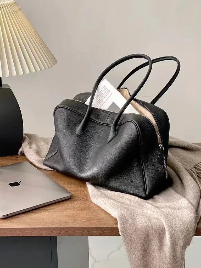 Motingsome First Layer Handbag for Women Togo Cowhide Niche Design Pillow Bag Shoulder  Bowling Bag Gunderarm Armpit Bags Boston