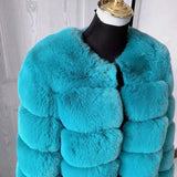 Elegant Winter Faux Fox Fur Crop Jacket