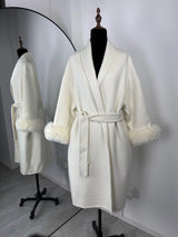 Elegant Fox Fur & Double-Sided Wool Coat
