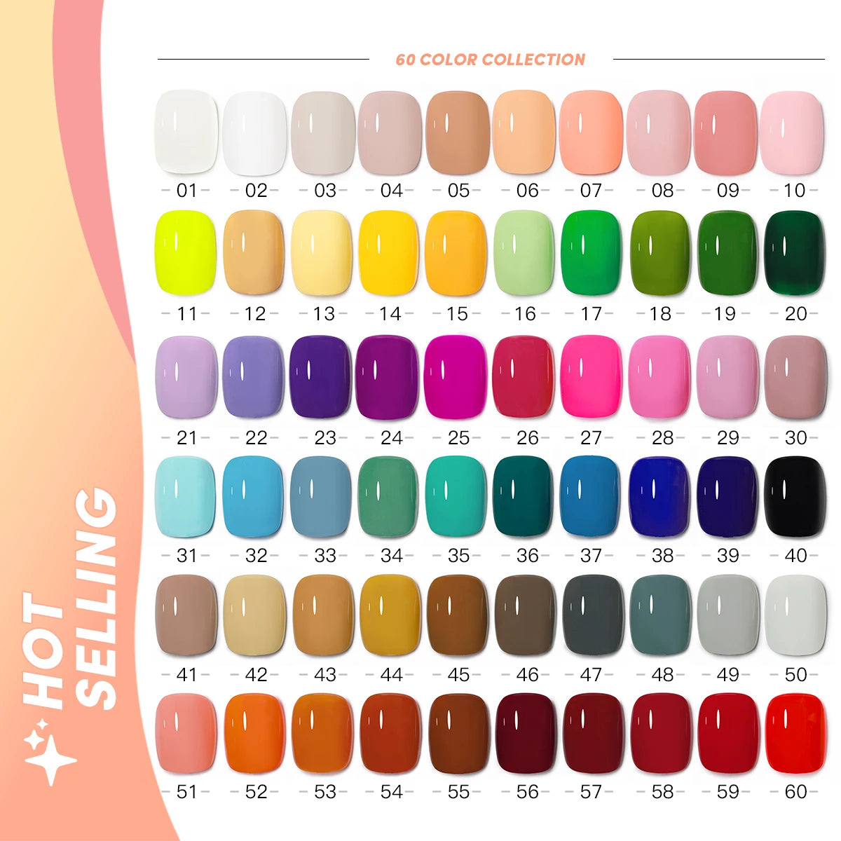 MXSI 60-Color Gel Nail Polish Kit – Glitter UV Set