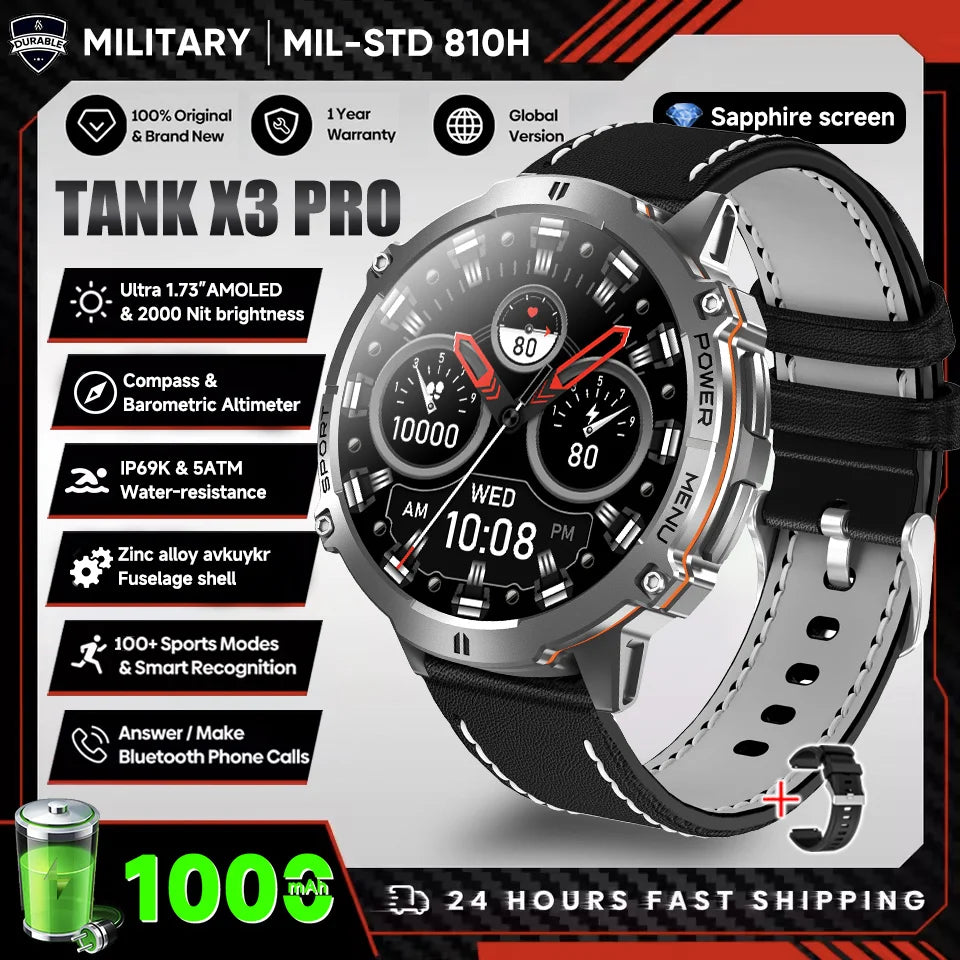 2026 Military Tank X3 Smart Watch | 1000mAh | AMOLED