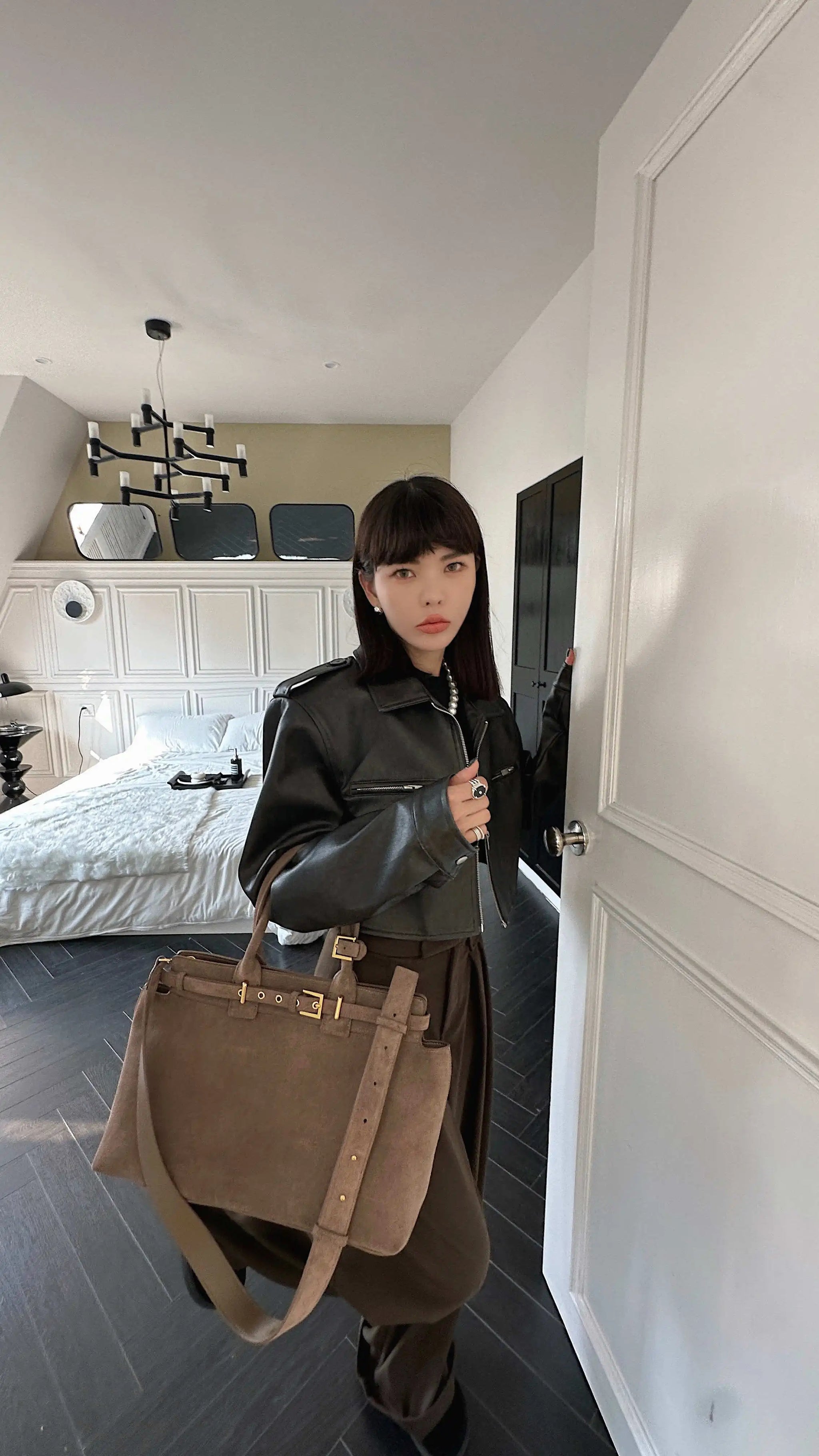 Motingsome 100% Natural Suede Bag Women Tote Luxury Designer Bags Roomy Casual Tote Crossbody Fashionable Handbag and Purses New