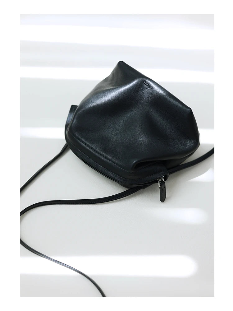 Women's Real Leather Crossbody Bags Luxury Designer Soft Black Shoulder Bag Cowhide Small Size Versatile Fashion Purses