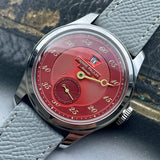 Spot goods NEW Pierre Paulin Jumping Hour Men Watch Salmon Dial Automatic St17 Mechanical Watch Vintage Date Window 38mm