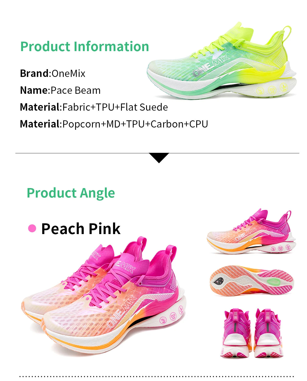 ONEMIX Pace Beam Marathon Running Shoes for Men Anti-slip Ultra-light Rebound Athletic Shoes Carbon Plate Sport Walking Sneakers