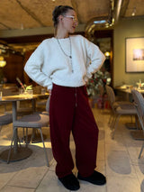 Autumn Burgundy Sweatpants Women Straight Leg Sport Pants Cotton Ladies Coffee Basic Joggers Wide Leg Women's Pants And Trousers