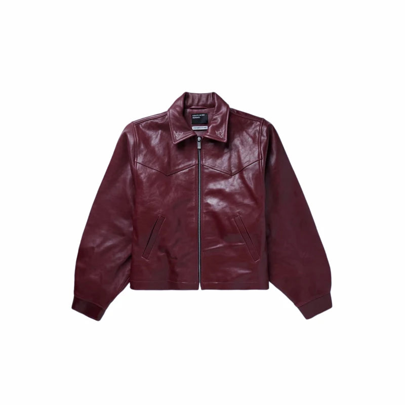 Burgundy Embroidered Streetwear Jacket