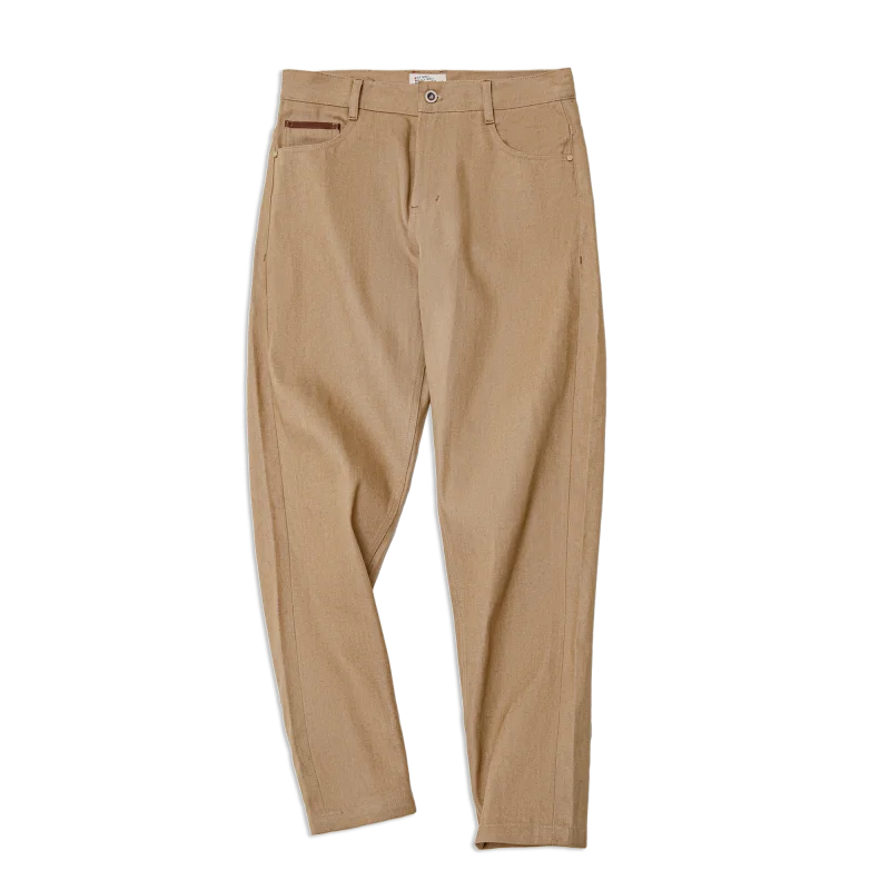 Maden Men's Khaki Selvedge Straight-Leg Jeans