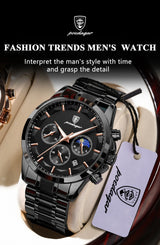 POEDAGAR 928 Men's Luxury Chronograph Watch | Luminous & Waterproof
